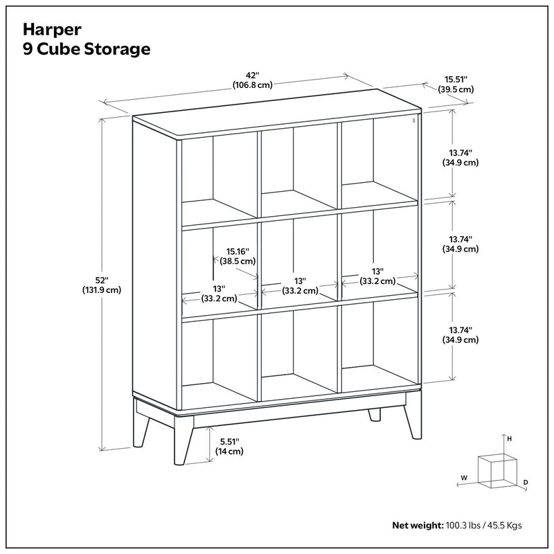 Harper - 9 Cube Storage - Walnut Brown