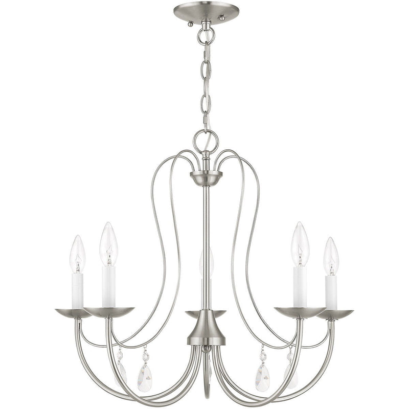 20'' Five Light Dimmable Chandelier With Shades - Nickel