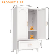 Load image into Gallery viewer, Wardrobe Cabinet With 1 Drawer And Hanging Rod, 2 Doors Closet With Shelf For Bedroom - White
