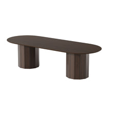Load image into Gallery viewer, 86'' Double Pedestal Base Oval Wood Dining Table - Walnut
