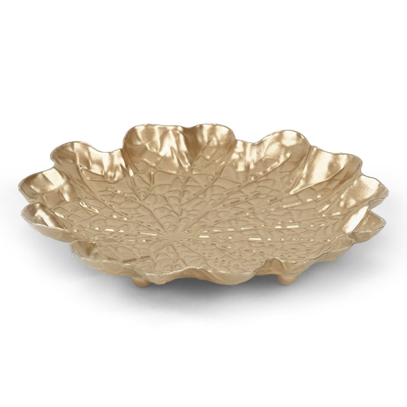 6" Metal Handmade Leaf Trinket Tray - Gold