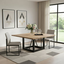 Load image into Gallery viewer, 60" Natural and Black Solid Wood And Iron Frame Base Square Dining Table
