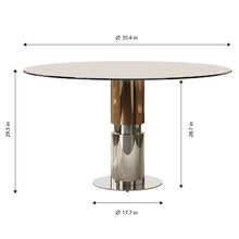 Load image into Gallery viewer, Round Dining Table / Tempered Glass Top - Brown
