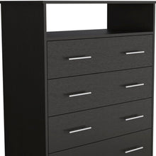 Load image into Gallery viewer, Four Drawer Standard Chest With Open Shelf - Black
