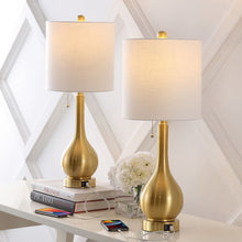 Load image into Gallery viewer, Gourd Table Lamps LED With Drum Shades (Set of 2) - Brass
