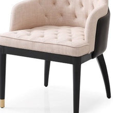 Load image into Gallery viewer, Tufted And Upholstered Fabric Dining Arm Chair - Beige / Black
