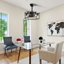 Load image into Gallery viewer, 20" Industrial Caged Ceiling Fan With 7 - ABS Blades Remote Control, Small Ceiling Fan Reversible DC Motor - Black
