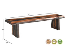 Load image into Gallery viewer, 75" Brown Solid Wood Live Edge Dining Bench
