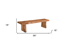 Load image into Gallery viewer, 68" Brown Solid Wood Live Edge Dining Bench
