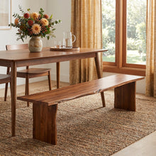Load image into Gallery viewer, 60" Brown Solid Wood Live Edge Dining Bench

