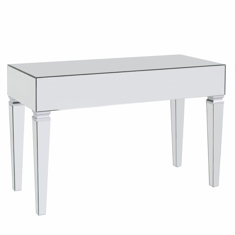 Mirrored Writing Desk With Three Drawers - Silver