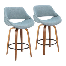 Load image into Gallery viewer, Fabrico - Mid Century Modern Fixed Height Counter Stool And Round Footrest (Set of 2)
