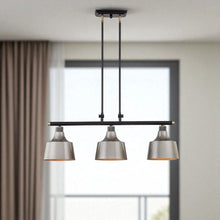Load image into Gallery viewer, Kitchen Island Three Light Metal Dimmable Chandelier With Shades - Black / Gray
