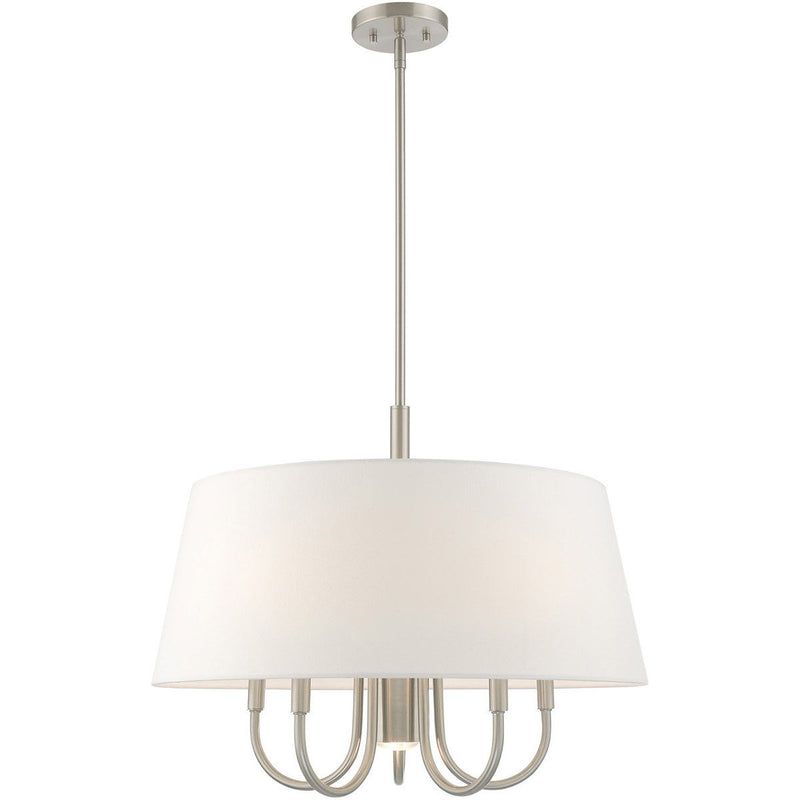22" 6 Light Dimmable Chandelier With Shades - Nickel