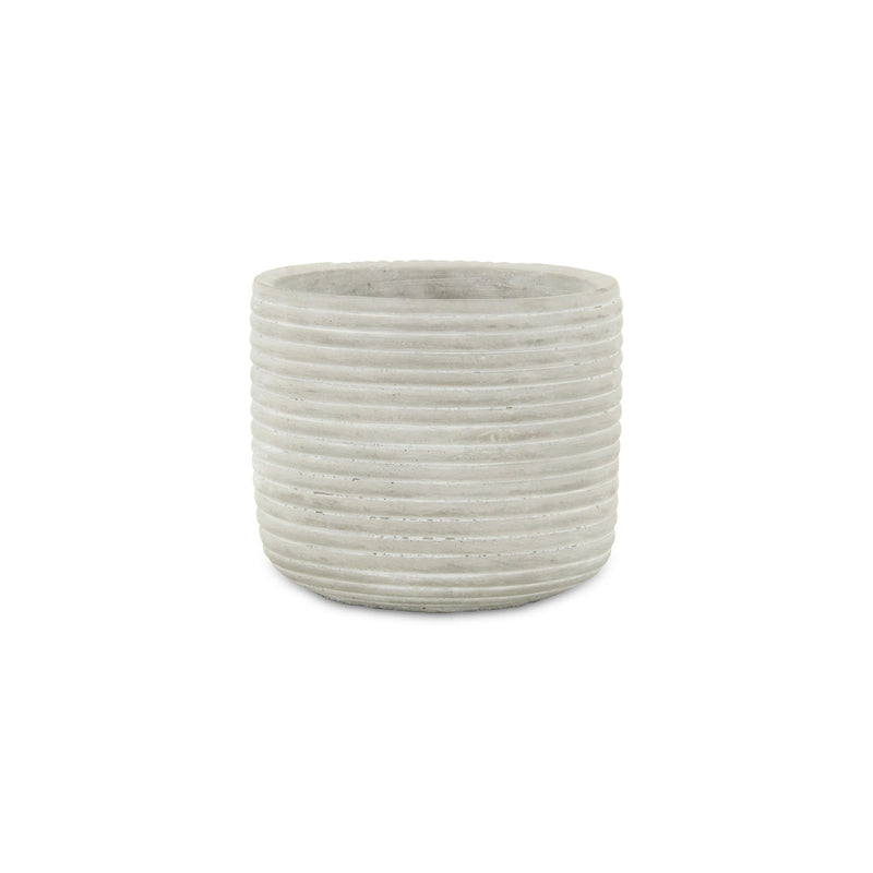 Striped Round Pot Planter - Light Gray