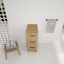 Load image into Gallery viewer, Slim Freestanding Bathroom Storage Cabinet, 3 Drawers - Light Oak
