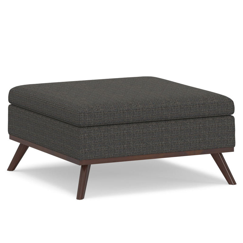 36" Ebony Fabric Cocktail Ottoman With Storage - Brown