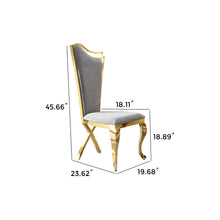 Load image into Gallery viewer, Gorgeous Streamlined High Back Fabric Stainless Steel Dining Chair (Set of 2) - Gold / Gray
