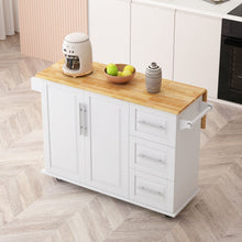 Load image into Gallery viewer, Kitchen Island Cart With 2 Door Cabinet, 3 Drawers, Spice Rack &amp; Towel Rack - White
