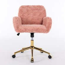 Load image into Gallery viewer, Office Chair, Artificial Rabbit Hair Home Office Chair With Metal Base, Adjustable Desk Chair Swivel Office Chair, Vanity Chair

