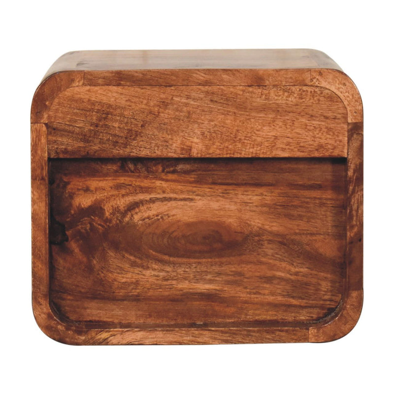 12" Solid Wood Square One Drawer Floating Nightstand - Brown