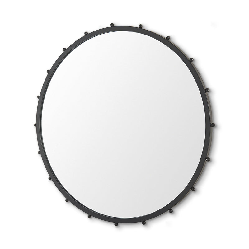 44" Round Metal Framed Accent Mirror - Black