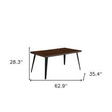 Load image into Gallery viewer, 63" Dark Brown and Black Wood and Steel Dining Table
