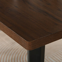 Load image into Gallery viewer, 63" Dark Brown and Black Wood and Steel Dining Table
