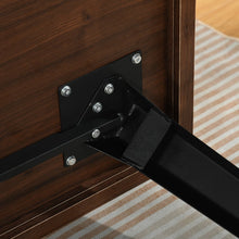 Load image into Gallery viewer, 63" Dark Brown and Black Wood and Steel Dining Table
