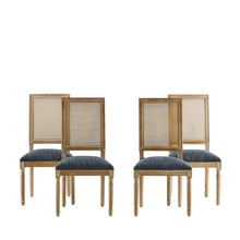 Load image into Gallery viewer, French Country Dining Chair With Rectangular Cane Backrest And Smooth Upholstered Seating
