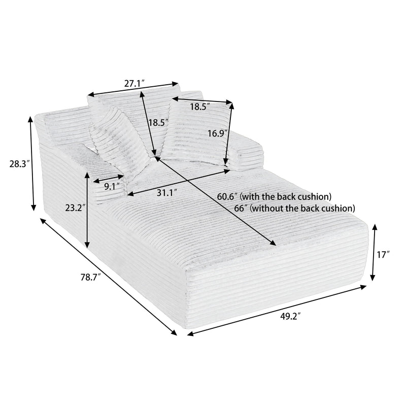Oversized Chaise Lounge Chair Indoor For Living Room - Dark Gray