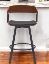 Load image into Gallery viewer, Faux Leather And Metal Swivel Low Back Counter Height Bar Chair - Black
