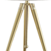 Load image into Gallery viewer, Gold Metal Adjustable Height Tripod Table Lamp With White Drum Shade
