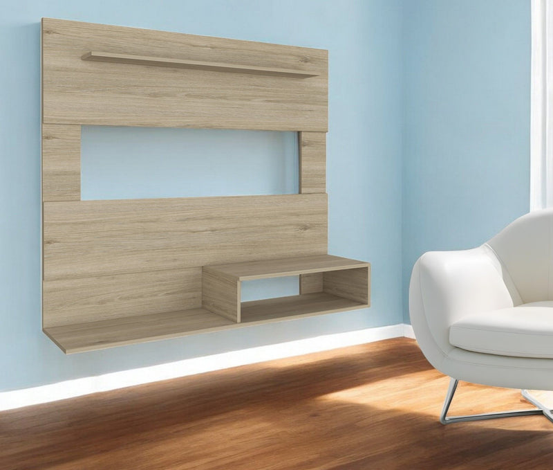 Manufactured Wood Open Shelving Entertainment Center - Light Pine