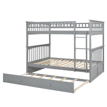 Load image into Gallery viewer, Full over Full Bunk Bed with Twin Size Trundle, Convertible Beds, Gray
