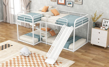 Load image into Gallery viewer, Full and Twin Size L-Shaped Bunk Bed with Slide and Short Ladder, White
