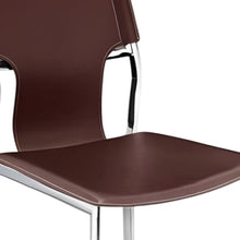 Load image into Gallery viewer, Leather Dining Side Chairs (Set of 4) - Dark Brown / Silver
