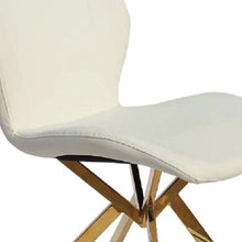 Load image into Gallery viewer, Upholstered Faux Leather Dining Side Chairs (Set of 4) - White / Gold
