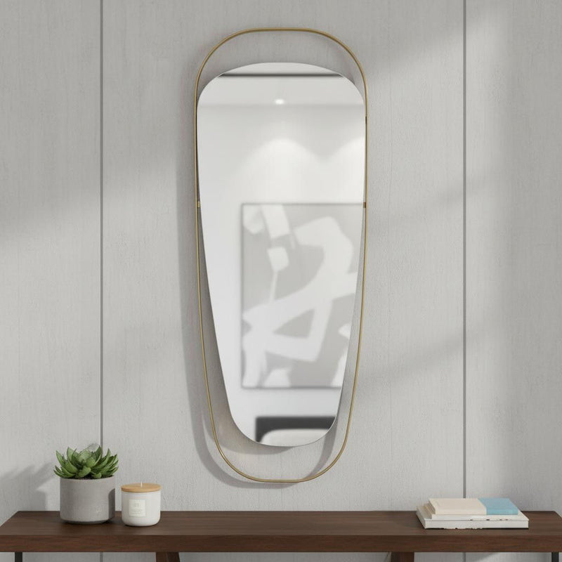 Steel Oval Framed Accent Mirror Accent - Gold