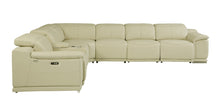 Load image into Gallery viewer, Italian Leather Power Reclining U Shaped Seven Piece Corner Sectional With Console - Beige
