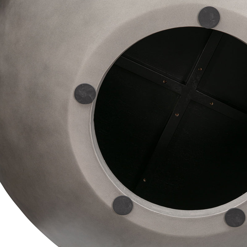 Solid Wood And Concrete Round Coffee Table - Brown And Gray