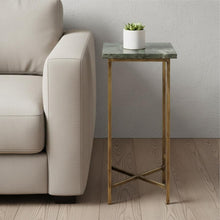 Load image into Gallery viewer, 21" Marble Square End Table - Green And Gold
