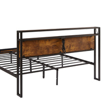 Load image into Gallery viewer, Metal Platform Bed Frame With Wooden Headboard And Footboard With USB Liner, LED Lights, No Box Spring Needed, Large Under Bed Storage
