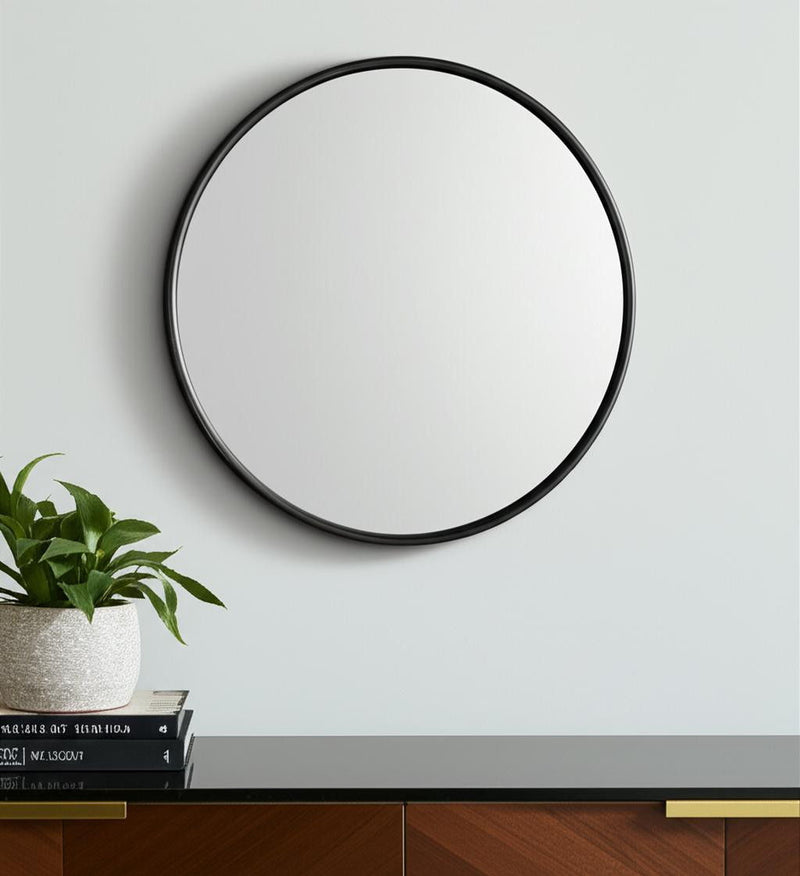 36" Metal Round Framed Accent Mirror - Black