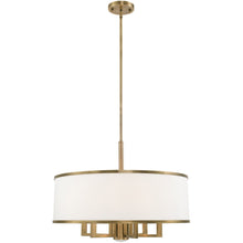 Load image into Gallery viewer, 20" Seven Light Dimmable Chandelier With Shades - Antiqued Brass

