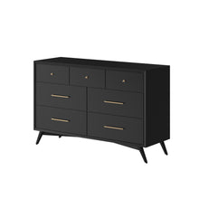 Load image into Gallery viewer, Solid Wood Seven Drawer Double Dresser - Black
