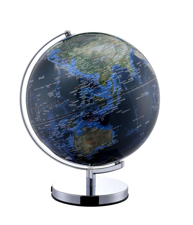 Polyresin Globe With Led - Blue