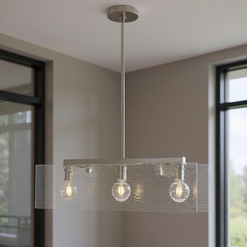 3-Light Dimmable Chandelier With Shades - Nickel
