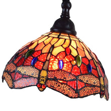 Load image into Gallery viewer, Traditional Shaped Floor Lamp With Red Yellow And Brown Stained Glass Dome Shade - Brown
