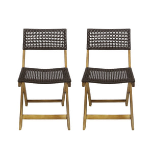 Bistro Foldable Chair With Wicker Backrest